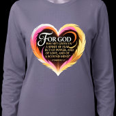 Timothy 1:7 Scripture Neon Feather Heart Tシャツ