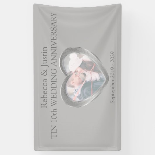 Tinの結婚記念日ハートのフォトバナー 横断幕 (縦)