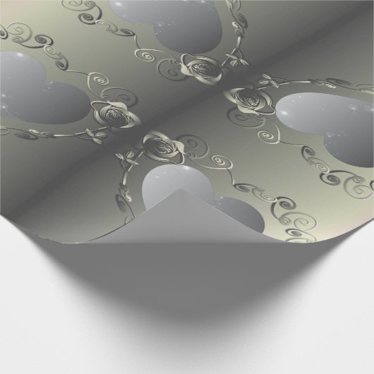 Tinカラーバラハートフレームあなたの写真 ラッピングペーパー (角)