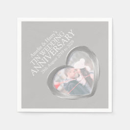 Tin 10th anniversaryハート写真の名前ナプキン スタンダードランチョンナプキン