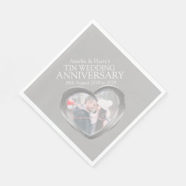 Tin 10th anniversaryハート写真の名前ナプキン スタンダードランチョンナプキン