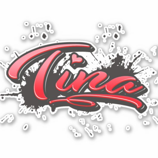 Tina red Heart Graffiti Aufkleber Sticker シール (正面)