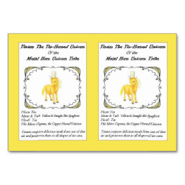 Tinam錫角状のユニコーンのトレーディングカード テーブルナンバー