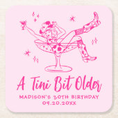 Tiniお洒落の少し古いホットピンクの誕生日パーティー スクエアペーパーコースター (正面)