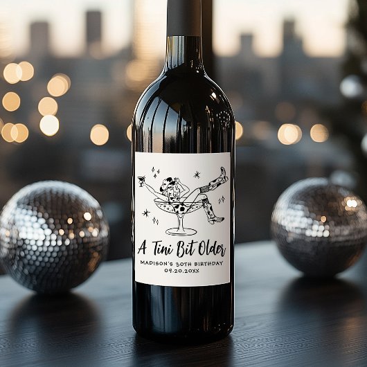 Tiniお洒落の少し古い誕生日パーティー ワインラベル