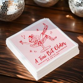 Tiniお洒落は少し古いピンクと赤の誕生日 スタンダードカクテルナプキン