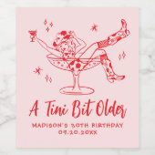 Tiniお洒落は少し古いピンクと赤の誕生日 ワインラベル (シングルラベル)