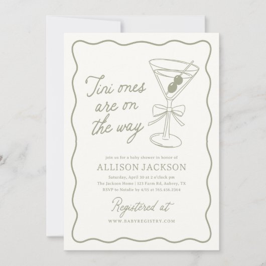 Tiniの人々はMartiniツインベイビーシャワーの途中にある 招待状 (正面)