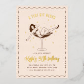 Tiniの少し古い誕生日パーティーをフォイル 箔招待状 (正面)