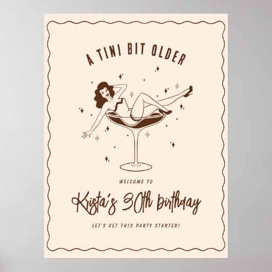 Tiniの少し古い誕生日パーティー歓迎サイン ポスター (正面)