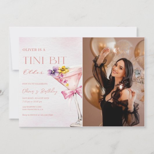 Tiniの少し古いMartini誕生日パーティーの写真 招待状 (正面)