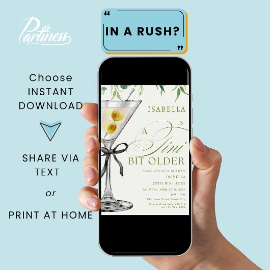 Tiniの少し年上のカクテルアダルト誕生日 招待状