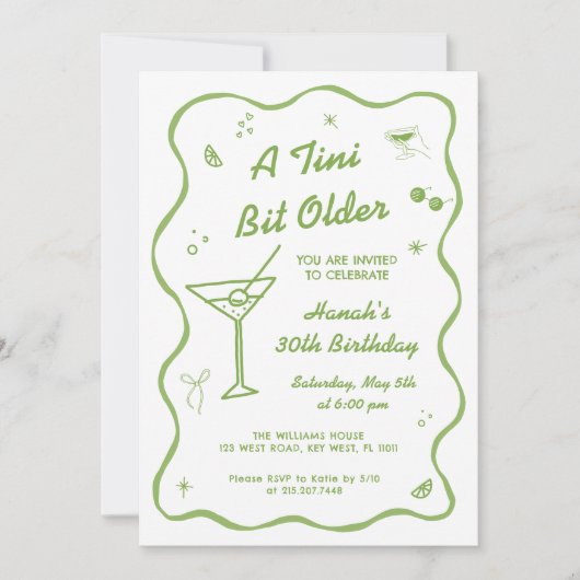 Tiniの少し年上のMartiniの誕生日パーティー 招待状 (正面)