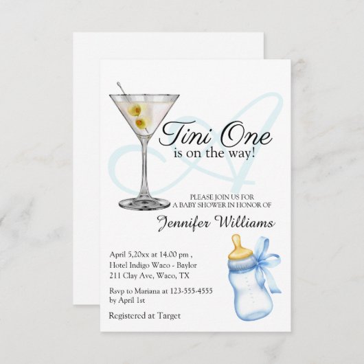 Tiniの1つは、マーティーニのシックな赤ちゃんシャワーが途中にある 招待状 (正面/裏面)