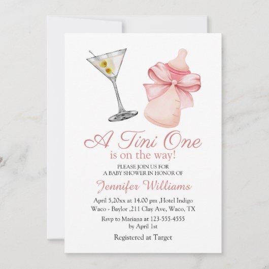 Tiniの1つは、martiniの女の子の赤ちゃんシャワー途中にある 招待状 (正面)