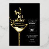 Tiniは少し古い任意の年齢の誕生日カクテルパーティー 箔招待状 (正面)