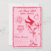 Tiniビットの波打モダンつ落書きブライダルシャワー 招待状 (正面)