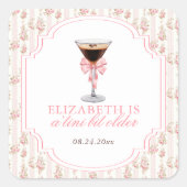 'Tiniビットより古いエスプレッソMartiniコケット誕生日 スクエアシール (正面)