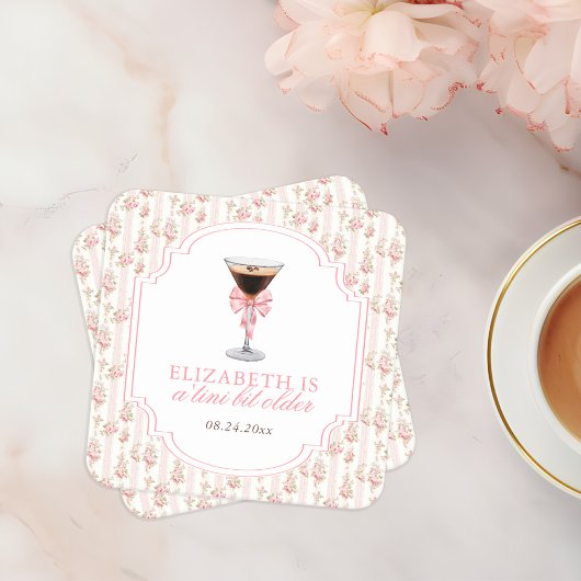 'Tiniビットより古いエスプレッソMartiniコケット誕生日 スクエアペーパーコースター