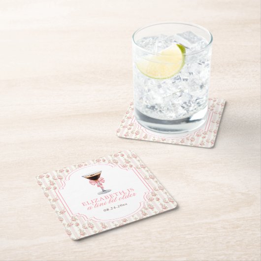 'Tiniビットより古いエスプレッソMartiniコケット誕生日 スクエアペーパーコースター (インサイチュ)