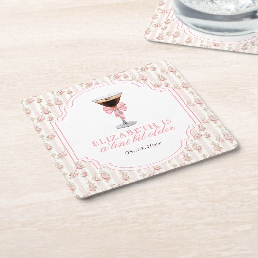 'Tiniビットより古いエスプレッソMartiniコケット誕生日 スクエアペーパーコースター (アングル)