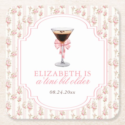'Tiniビットより古いエスプレッソMartiniコケット誕生日 スクエアペーパーコースター (正面)