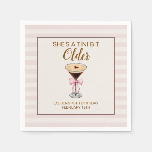 Tiniビットより古い | マルティニテーマド誕生日ナプキンス スタンダードカクテルナプキン (正面)