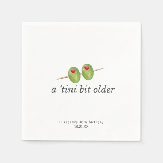 Tiniビットより古い | Martiniをテーマにした誕生日 スタンダードカクテルナプキン (正面)