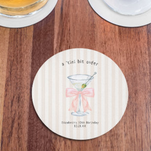 Tiniビットより古い   Martiniをテーマにした誕生日 ラウンドペーパーコースター