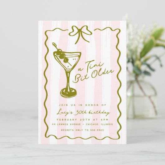 Tiniビットファンキー年上のMartini誕生日パーティードードール 招待状 (スタンド正面)