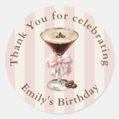 Tiniビット古いエスプレッソMartini誕生日ありがとう ラウンドシール (正面)