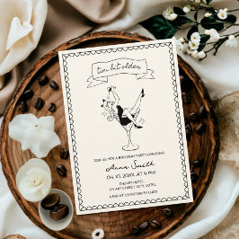 Tiniビット古いカクテルハンドドローユニーク誕生日 招待状