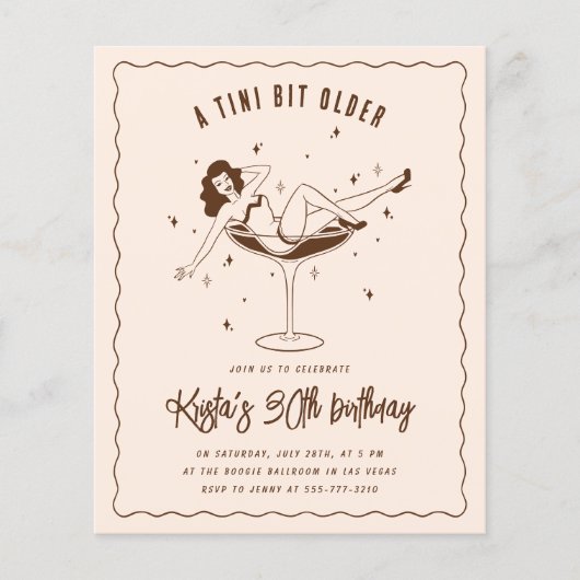 Tiniビット古い予算の誕生日パーティーの招待 (正面)