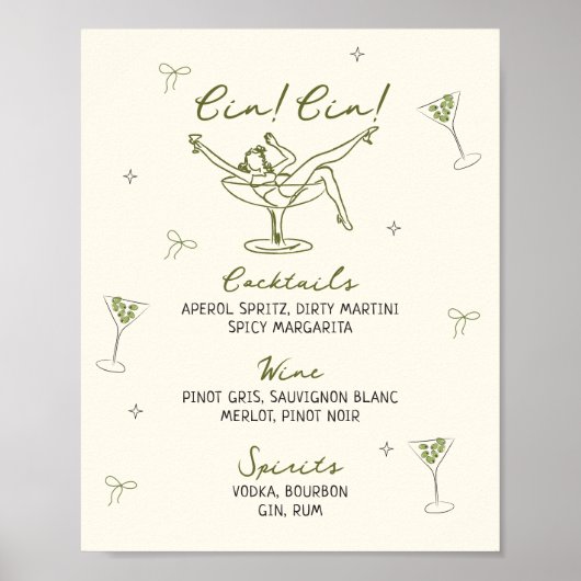 Tiniビット古い手予測できな描き誕生日バーメニュー ポスター (正面)