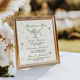 Tiniビット古い手予測できな描きMartiniバー ポスター