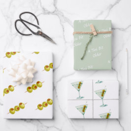 Tiniビット古い – オリーブ&ドリンクテーマ ラッピングペーパーシート