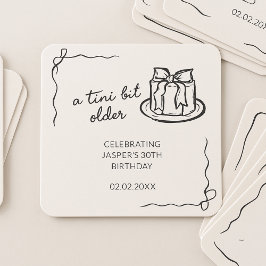 Tiniビット古いBow Cake Birthday Partyの好意 スクエアペーパーコースター