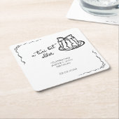 Tiniビット古いBow Cake Birthday Partyの好意 スクエアペーパーコースター (アングル)