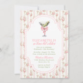 'Tiniビット古いMartiniコケットピンク誕生日 招待状 (正面)