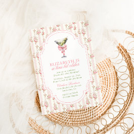 'Tiniビット古いMartiniコケットピンク誕生日 招待状