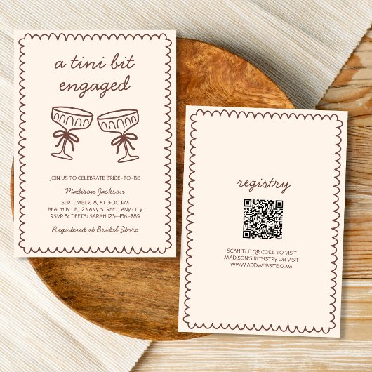 Tiniビット婚約したハンド描画エスプレッソ・マルティーニ 招待状