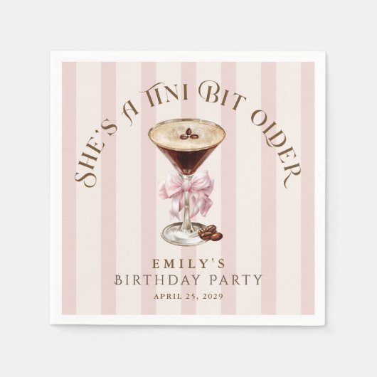 Tiniビット年上エスプレッソMartini誕生日パーティー スタンダードカクテルナプキン (正面)