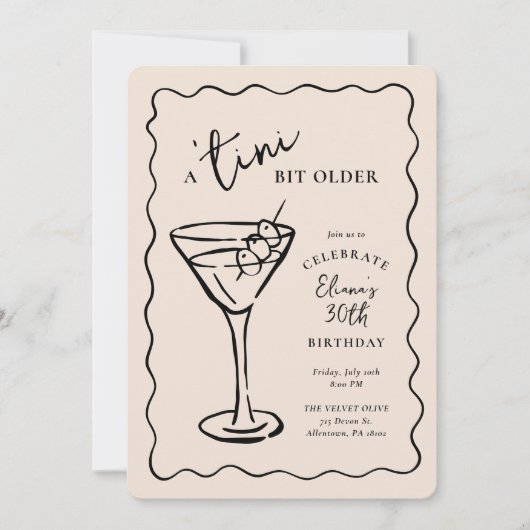 Tiniビット30歳の誕生日パーティー 招待状 (正面)