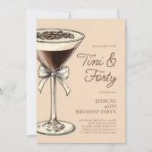 Tini and Forty Script Martini 40th Birthday Party 招待状 (正面)