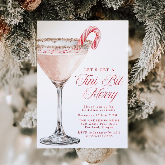 ‘Tini Bit Merry Candy Cane Martini Christmas Party 招待状