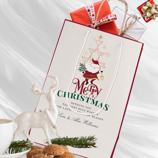 Tini Bit Merry Martini オフィス クリスマス サンタ ミディアムペーパーバッグ