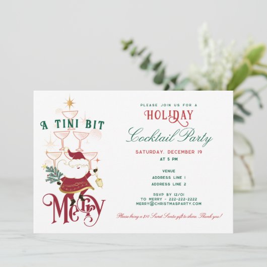 Tini Bit Merry Martini Office Christmas Cocktail 招待状 (スタンド正面)