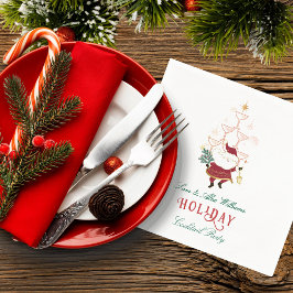 Tini Bit Merry Martini Office Christmas Santa スタンダードカクテルナプキン