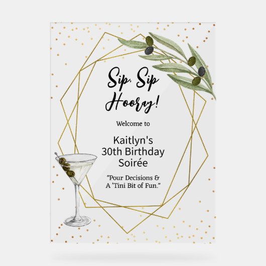 Tini Bit Of Fun Martini Soirée Welcome Sign アクリルサイン (正面)