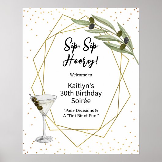 Tini Bit Of Fun Martini Soirée Welcome Sign ポスター (正面)